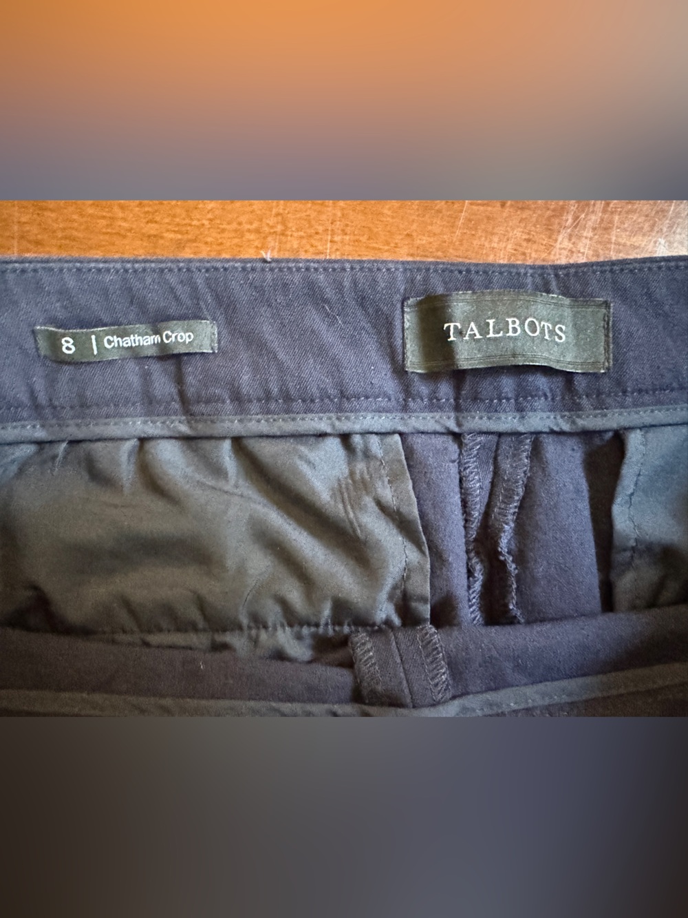 Talbots Chatham Crop Pants Navy Scalloped Hem Size 8 - Picture 5 of 5